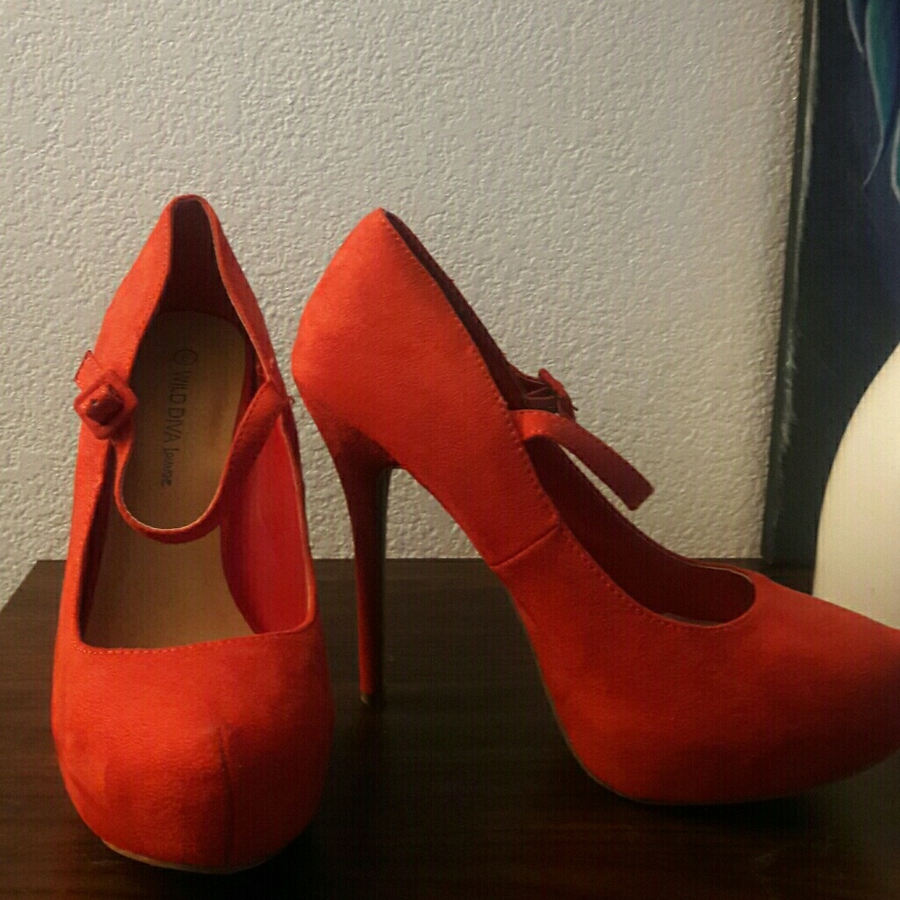 Orange platform pumps shoes